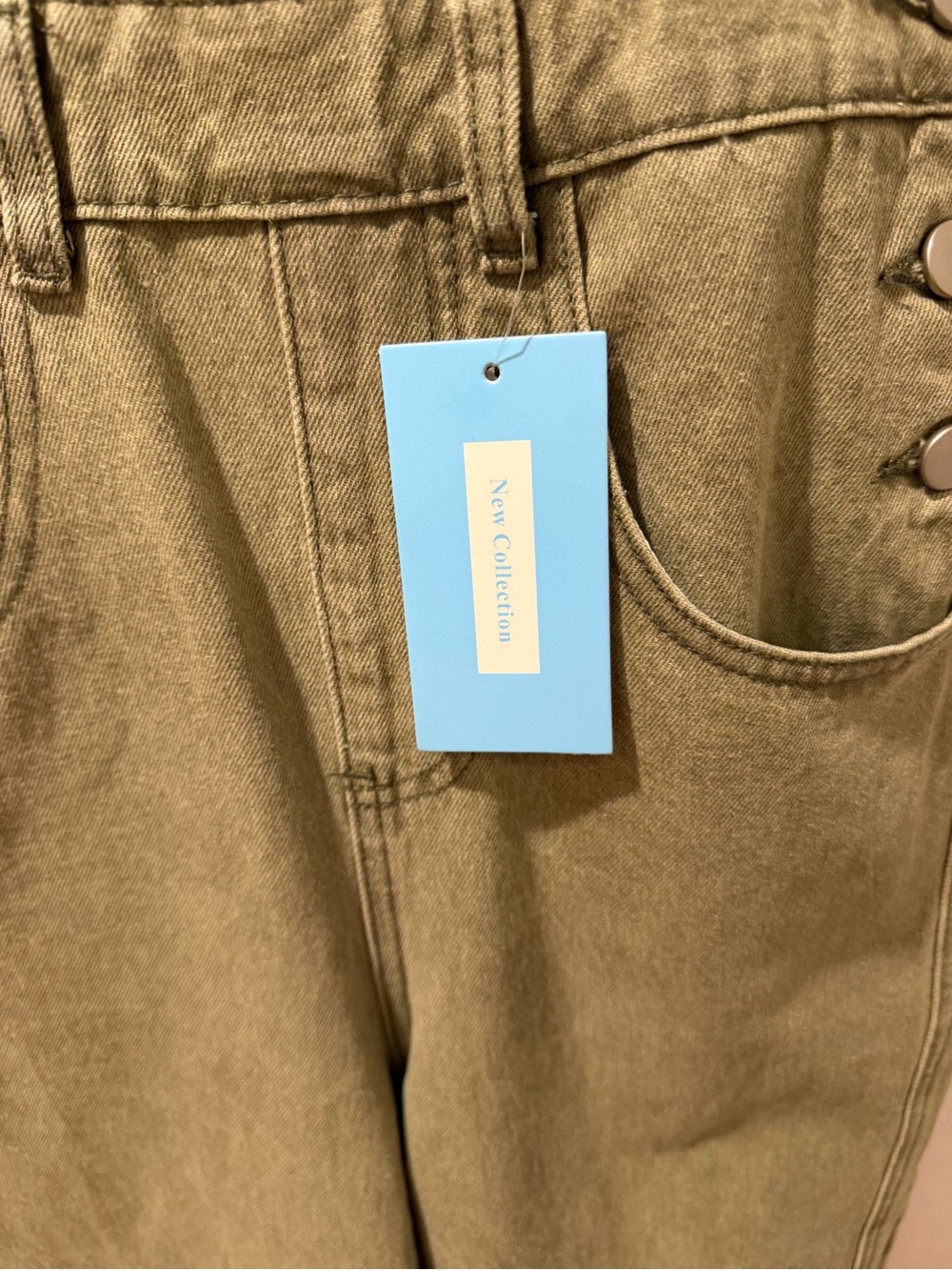 Barrel leg Olive Green Overalls - Picture 5 of 9